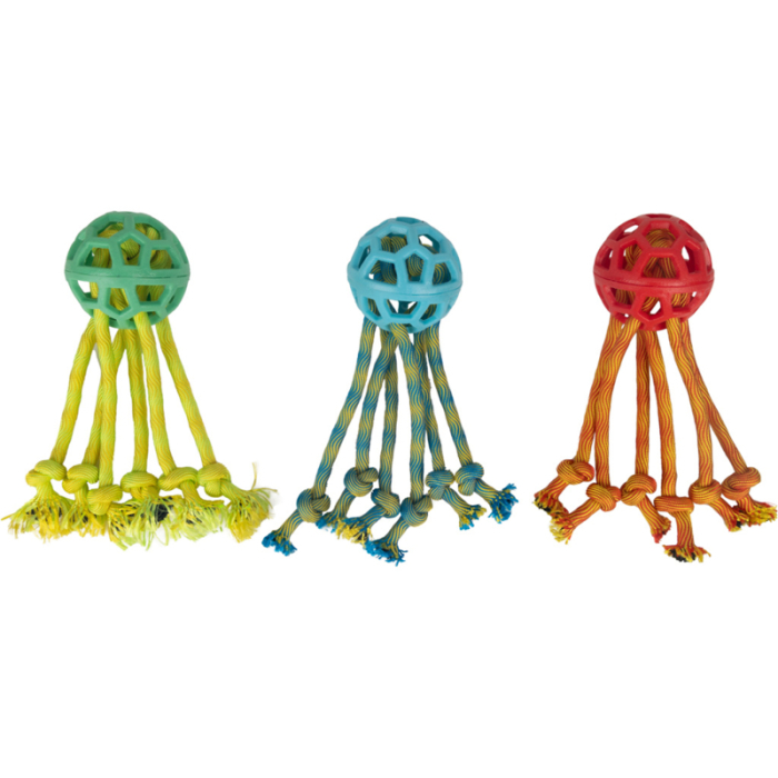 Pawise "Play-n-Tug" Seil-Ball-Oktopus, assortiert