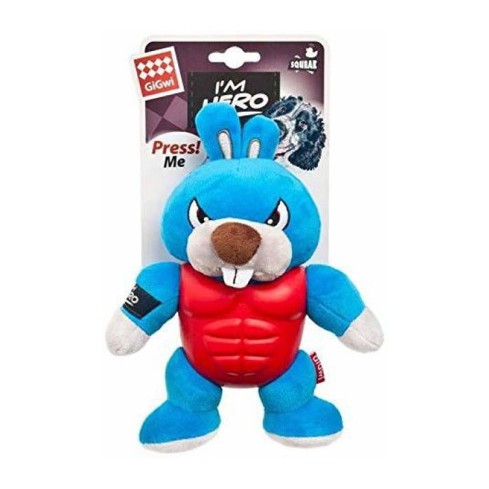 JS Spielzeug "I'm Hero Armor" Hase, blau | Für Hunde