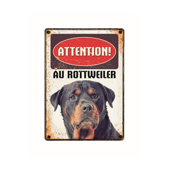 Warnschild "Attention au Rottweiler!"