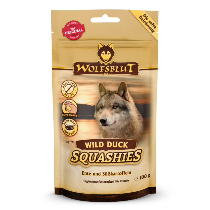 PV WOLFSBLUT Wild Duck Squashies - 8x100g | Hundesnack