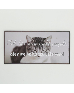 BO Blechschild "Katze liebt mich" grau 40 x 20 cm