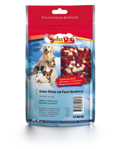 SwissDog Enten Sticks mit Fisch Sandwich - 100g