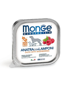 DE Monge Dog Adult - Monoprotein Superpremium - Ente + Himbeeren, 24 x 150g