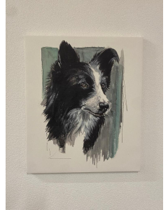 "Border Collie" Aquarell-Druck auf Leinwand, 60x50cm