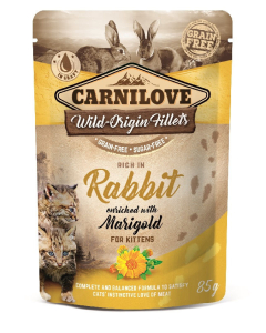 Carnilove Feline Pouch Ragout - Kaninchen mit Ringelblume - 24 x 85 g | Nassfutter für Kitten