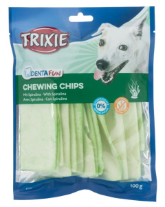 Trixie Denta Fun Kauchips mit Spirulina-Algen, Rinderhaut