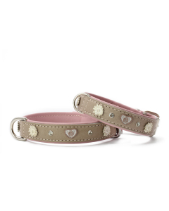 Maul Lederhalsband "Herzblatt" taupe-rosa, 50cm/27mm