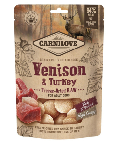 Carnilove Canine Freeze-Dried Snack - Venison & Turkey - 10x 60g