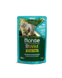 DE Monge BWild Grain Free Adult, Kabeljau - 28 x 85g | Katzen-Nassfutter