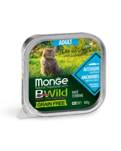 DE Monge BWild Grain Free Adult, Sardellen - 32 x 100g | Katzen-Nassfutter