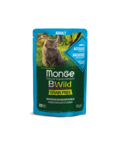 DE Monge BWild Grain Free Adult, Sardellen - 28 x 85g | Katzen-Nassfutter