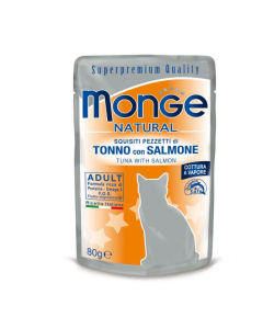 DE Monge Natural Tuna - Thunfisch + Lachs, 24 x 80g | Katzen-Nassfutter