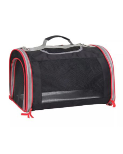 Pawise Transporttasche "Tommy" mit Erweiterung, schwarz-rot - 48x31x35 cm