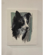 "Border Collie" Aquarell-Druck auf Leinwand, 60x50cm