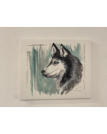 "Husky" Aquarell-Druck auf Leinwand, 60x50cm